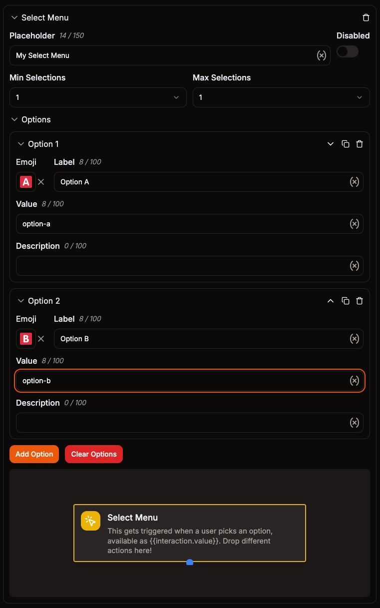 Example Select Menu